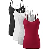 AMVELOP 2-4 PCS Camisole for Women Casual Sleeveless Layer Undershirt Adjustable Spaghetti Strap Tank Top Outfit