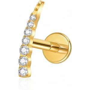 BCMON 16G Titanium CZ Flat Back Cartilage Earring | Hypoallergenic, nickel-free G23 titanium with a polished cool tone. Corro