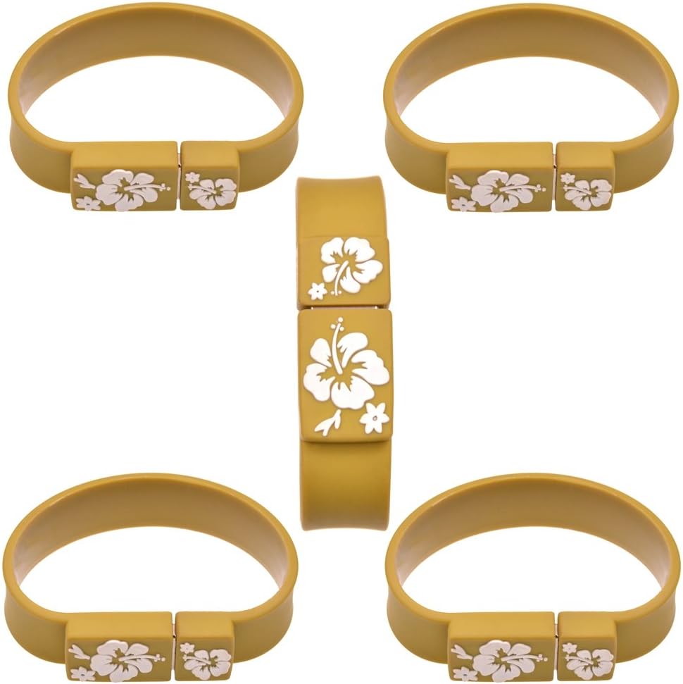 Uflatek 5pcs Memory Stick 16 GB Flash Drive Wristband USB 2.0 Pen Drives Brown USB Sticks Wrist Bracelet U Disk for Data Storage Best Gift
