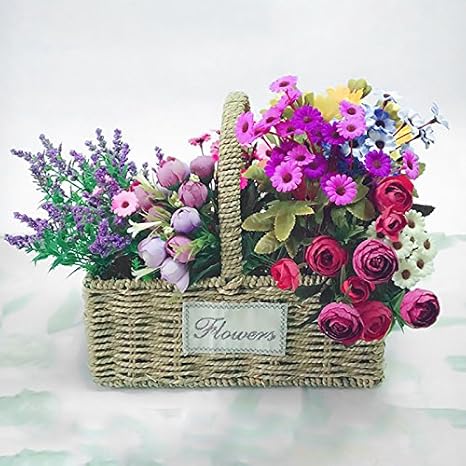 Amazon Fortem 花かご 手織りバスケット ストローバスケット 植物ポット 家庭装飾花かご フラワーポット ハンドル付き 飾り物 方形 かご バスケット オンライン通販 Amazon Fortem 花かご 手織りバスケット ストローバスケット 植物ポット 家庭装飾花かご フラワーポット ハンドル付き 飾り物 方形 かご バスケット オンライン通販