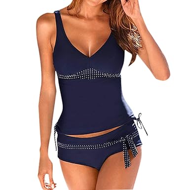 iYmitz Badeanzug Damen Bauchweg Frauen Bademode Badeanzüge Tankinis Tankini mit Hotpants Badebekleidung Zweiteilige mit Dots