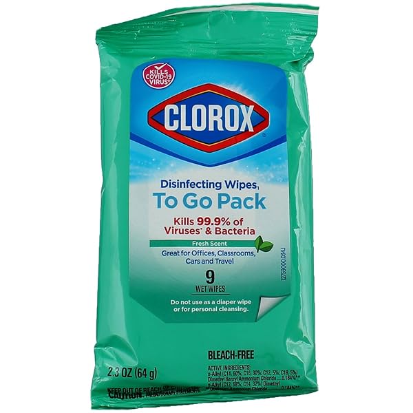 CLOROX DISINFECTING WIPES TO GO PACK, FRESH SCENT 9 COUNT