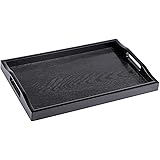 MDLUU Plastic Serving Tray, Ottoman Tray with Cutout Handles, Rectangle Butler Tray for Breakfast in Bed, Coffee Table Decor,