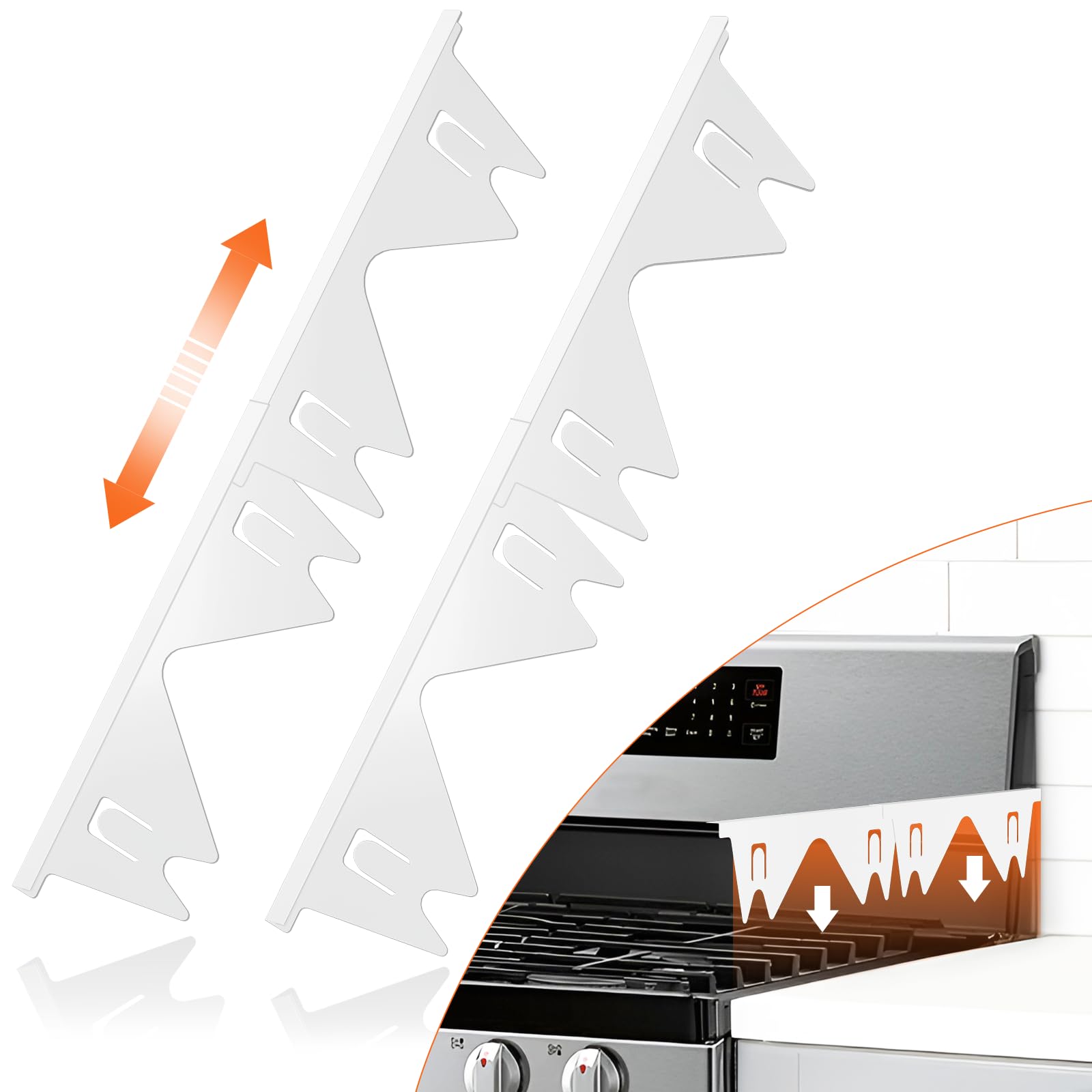 Photo 1 of Stove Gap Covers Stainless Steel (2PCS),Stove Gap Filler,Range Trim Kit,Stove Guard for Kitchen Oven Gap Between Stovetop and Counter,Easy Clean Heat Resistant,Adjustable Length 13.8'' to 27.5'',White