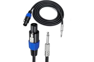 MOTONG 12AWG Speakon to 6.35mm 1/4 inch Speaker Cable 6FT, Professional Heavy Duty Copper Speakon to 6.35 TS Speaker Male to Male Audio DJ Cable Cord with Twist Lock
