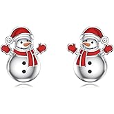 Qyvit Christmas Reindeer/Christmas Tree/Santa Claus Stud Earrings 925 Sterling Silver Xmas Jewelry Gifts for Women