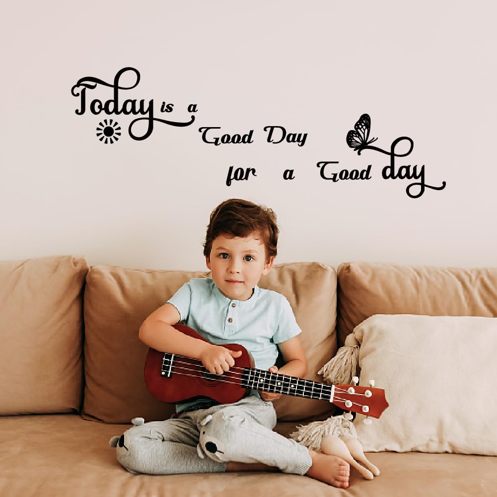 SUPERDANT Inspirational Quotes Wall Sticker Today is A Good Day Wall Decals Black Vinyl Wall Sticker Art for Bedroom Living Room Office Bathroom Classroom Wall Decor