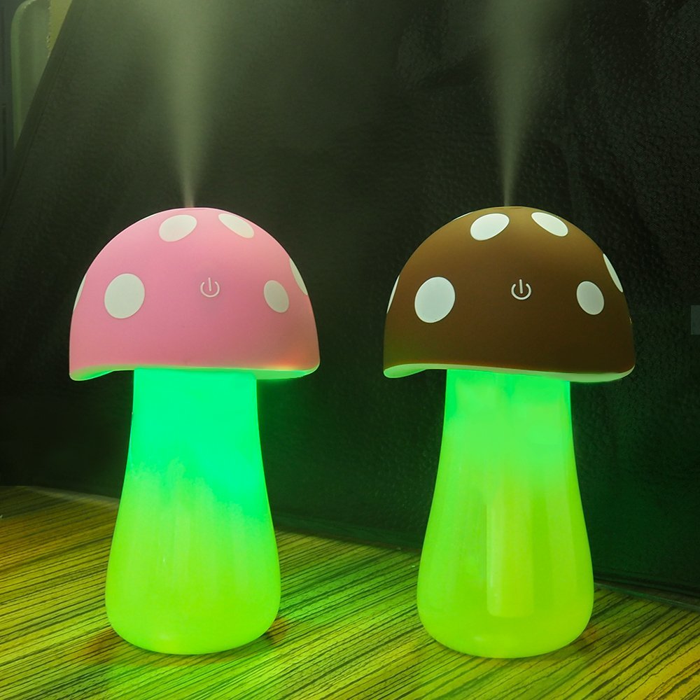 Fasthorse Mushroom Lamp Humidifier Portable USB Aromatherapy Aroma Diffuser for Office Home Travel (Pink)