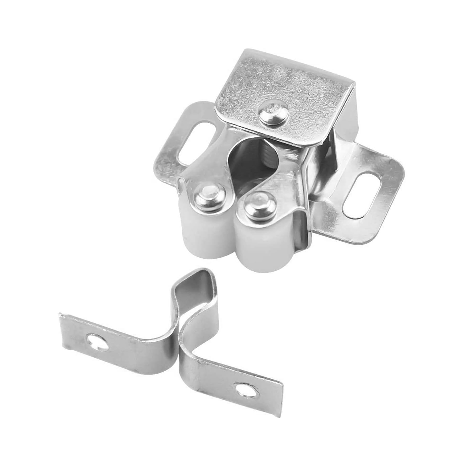 LOOTICH Double Roller Cupboard Cabinet Door Catch with Plates and Screws for Home Furniture Silent Locks (20 Pcs)