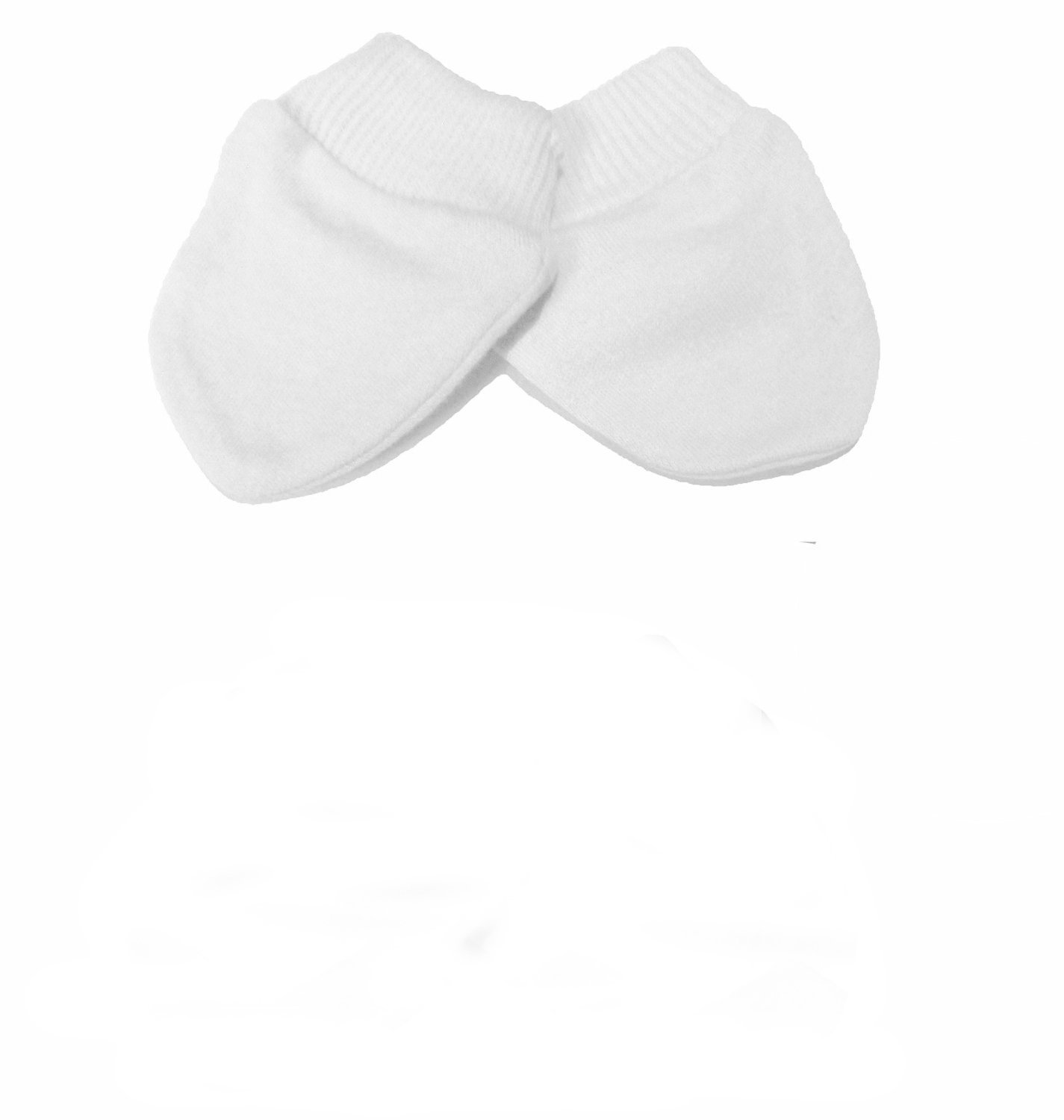 Newborn 2 Pairs of Scratch Mitts/Mittens - 100% Cotton White