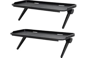 QIYUNI 2 Pieces TV Top Shelf Screen Monitor Top Storage Bracket Computer Screen Shelf Adjustable Bracke for Media Boxes Game Console Router Home Mount (Black, 11.8 x 4.9 Inch)