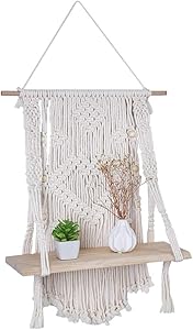 Macrame Wall Hanging Shelf Woven Home Wall Decor Wooden Hanging Storage Floating Shelves Bohemian Handmade Cotton Rope