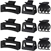 CHANDAT 3 Style Hair Claw Clips 9 pcs Medium Claw Clips Hair Clips for Women Rectangle Claw for Thick Hair Square Hair Clips for Thin Hair Accessories for Women (Black)