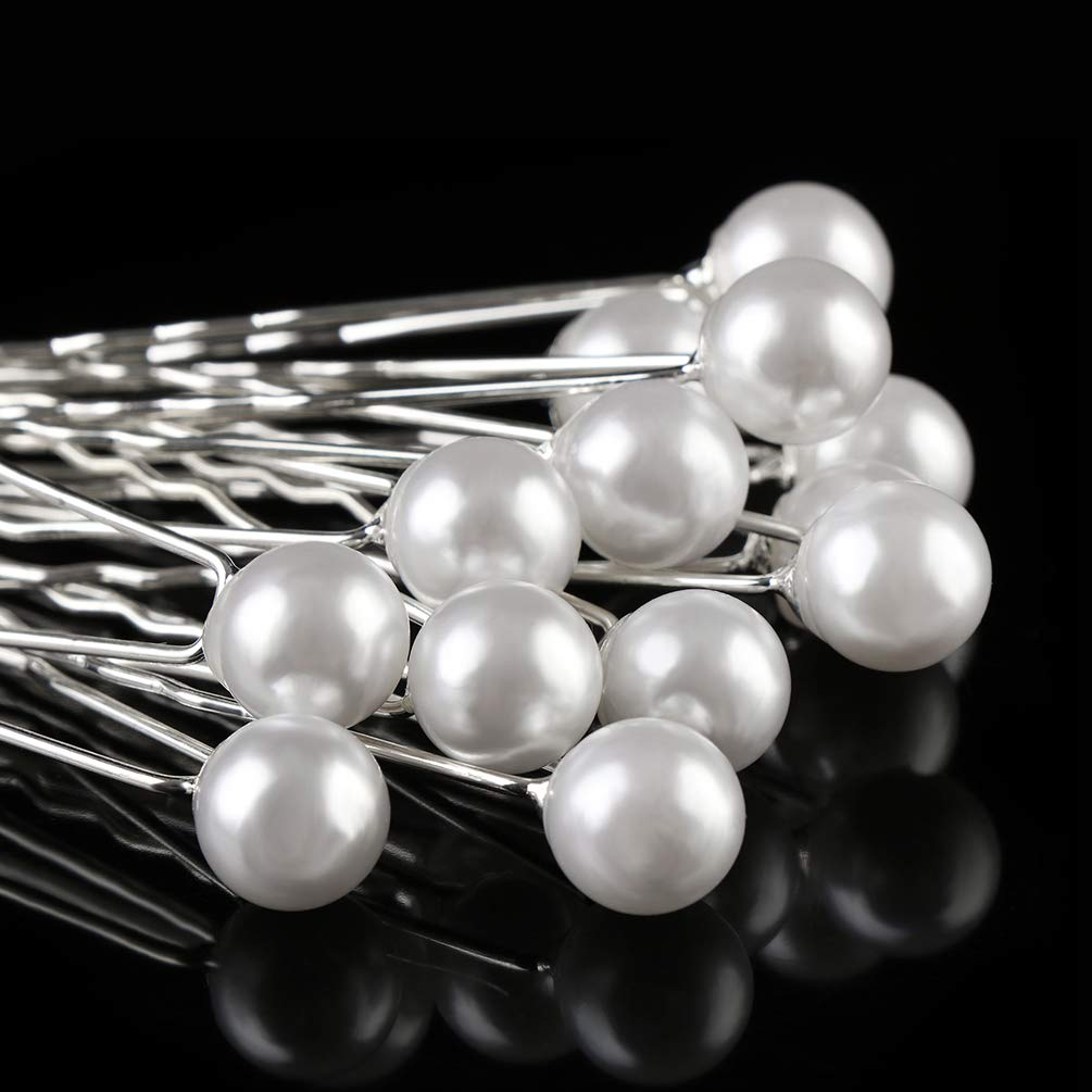 KINGMAS 50 Pack Wedding Pearl Hair Pins Women Bridal Hairpins Clips Accessories (White) : Beauty