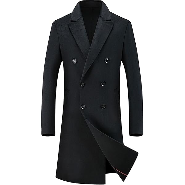 DGKaxiyaHM Men's Vintage Stylish Wool Blend Coat Thermal Double