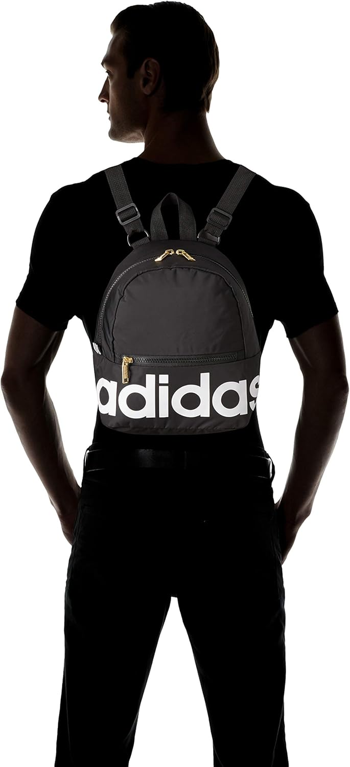 adidas Linear Mini Backpack, Black/White/Gold, ONE SIZE: Clothing
