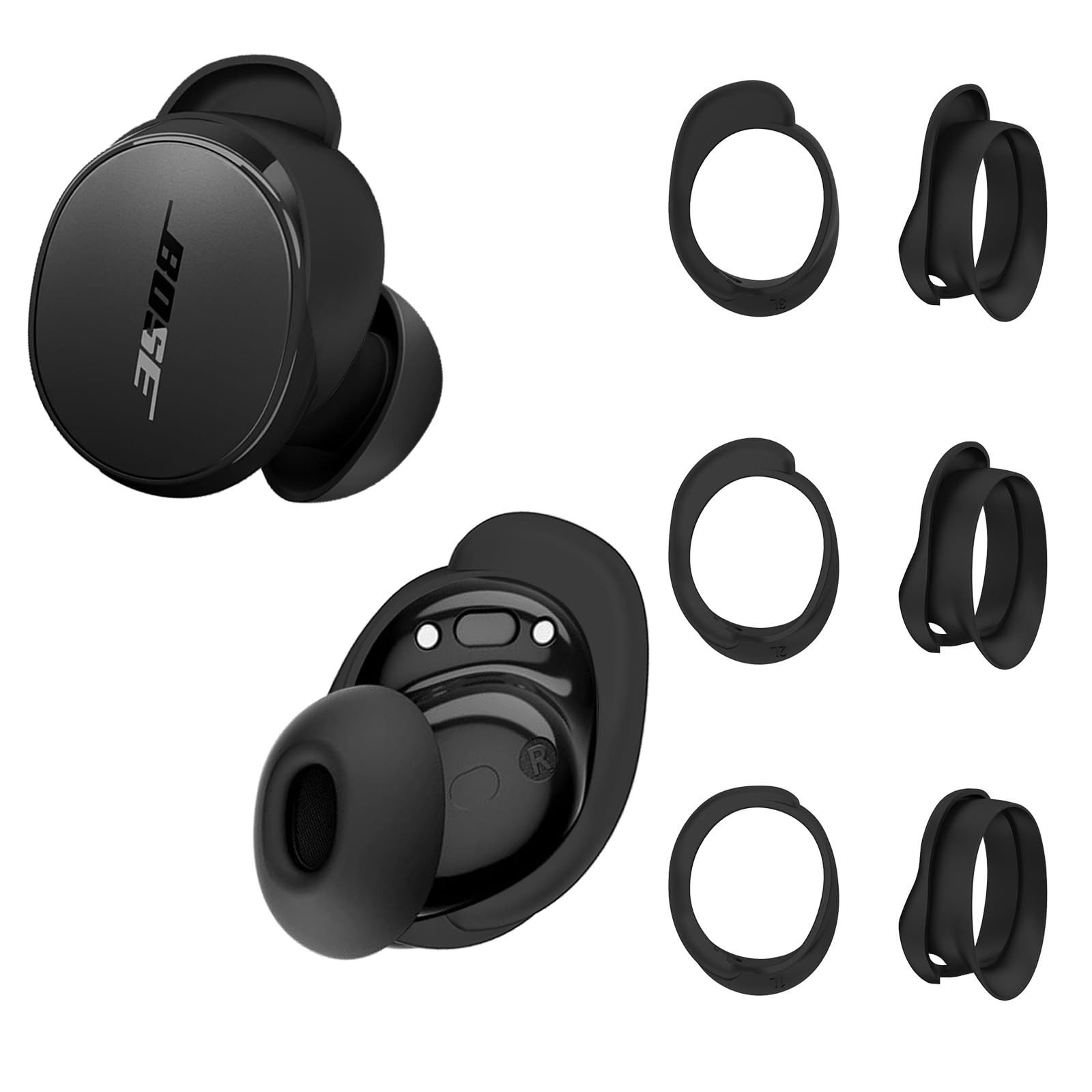 Photo 1 of [3 Pairs] Ear Tips Covers for New Bose QuietComfort Earbuds, Sport Anti-Slip EarTips Silicone Anti Scratches Replacement Ear Covers Earbuds Accessories (S/M/L) (Black)
