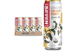 SevenTeas Golden Honey Green Tea, 16 OZ (Pack of 12 Cans), Lightly Sweetened Organic Iced Tea