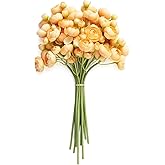 Ling's moment Ranunculus Artificial Flower, Faux Silk Mini Ranunculus Flowers for DIY Bouquet, Bulk Fake Wedding Filler Flowers for Centerpieces Arrangements Bridal Shower Decorations, French Yellow