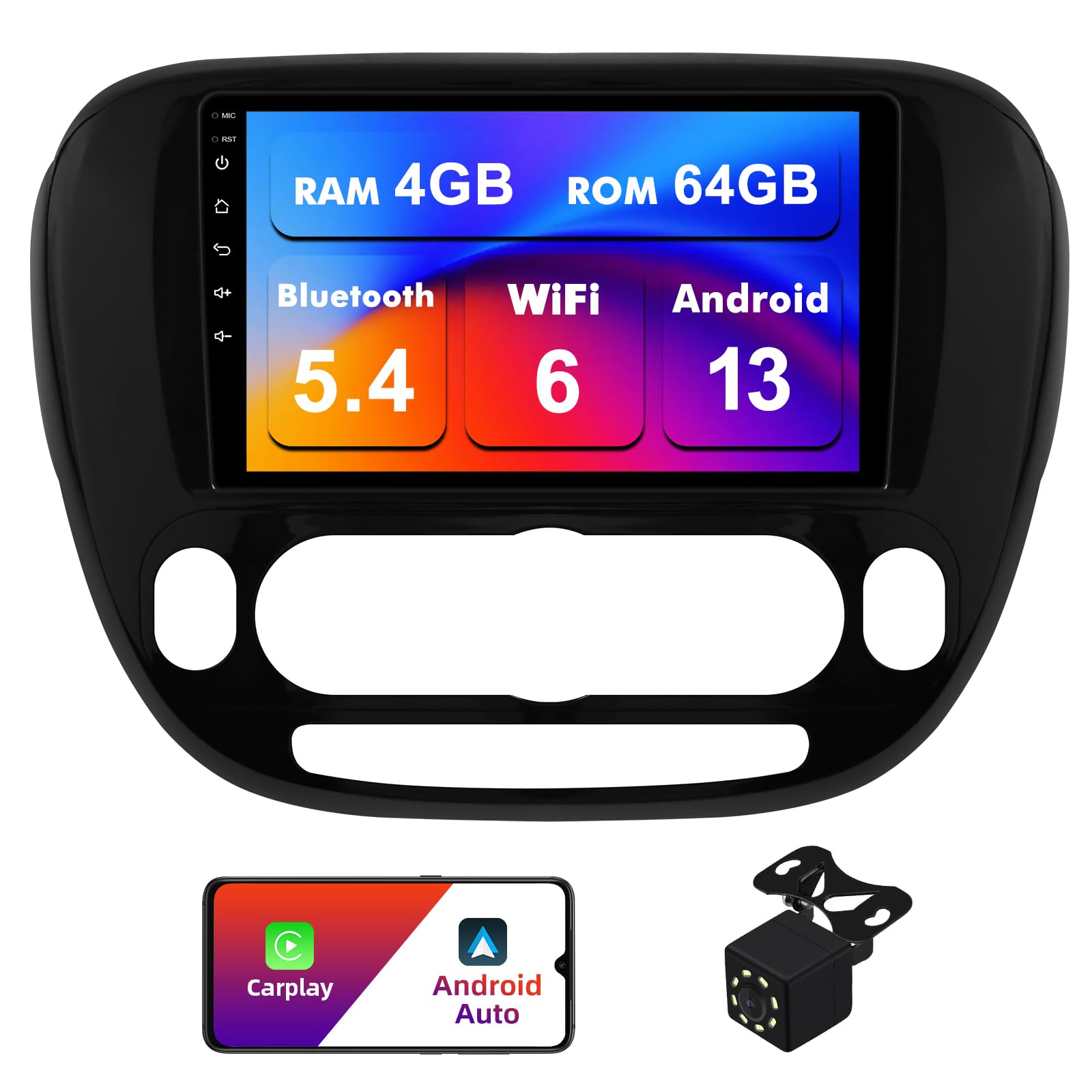 Photo 1 of ***MISSING CAMRA AND HARDWARE**4+64G Android 13 Double Din Car Stereo for Kia Soul 2014-2019 with 9 Inch Touchscreen Radio Built-in Wireless Carplay/Android Auto/GPS/Bluetooth/FM/AUX-in/Steering Wheel Controls/Backup Camera
