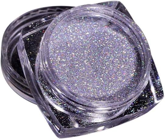 KCPer Holographic Laser Powder of Unicorn Rainbow Nail Art Glitter Chameleon Chrome Powder Starlight Pigment Manicure Nail Gel Polish Polar Lights Fairy Glitter Dust (L)