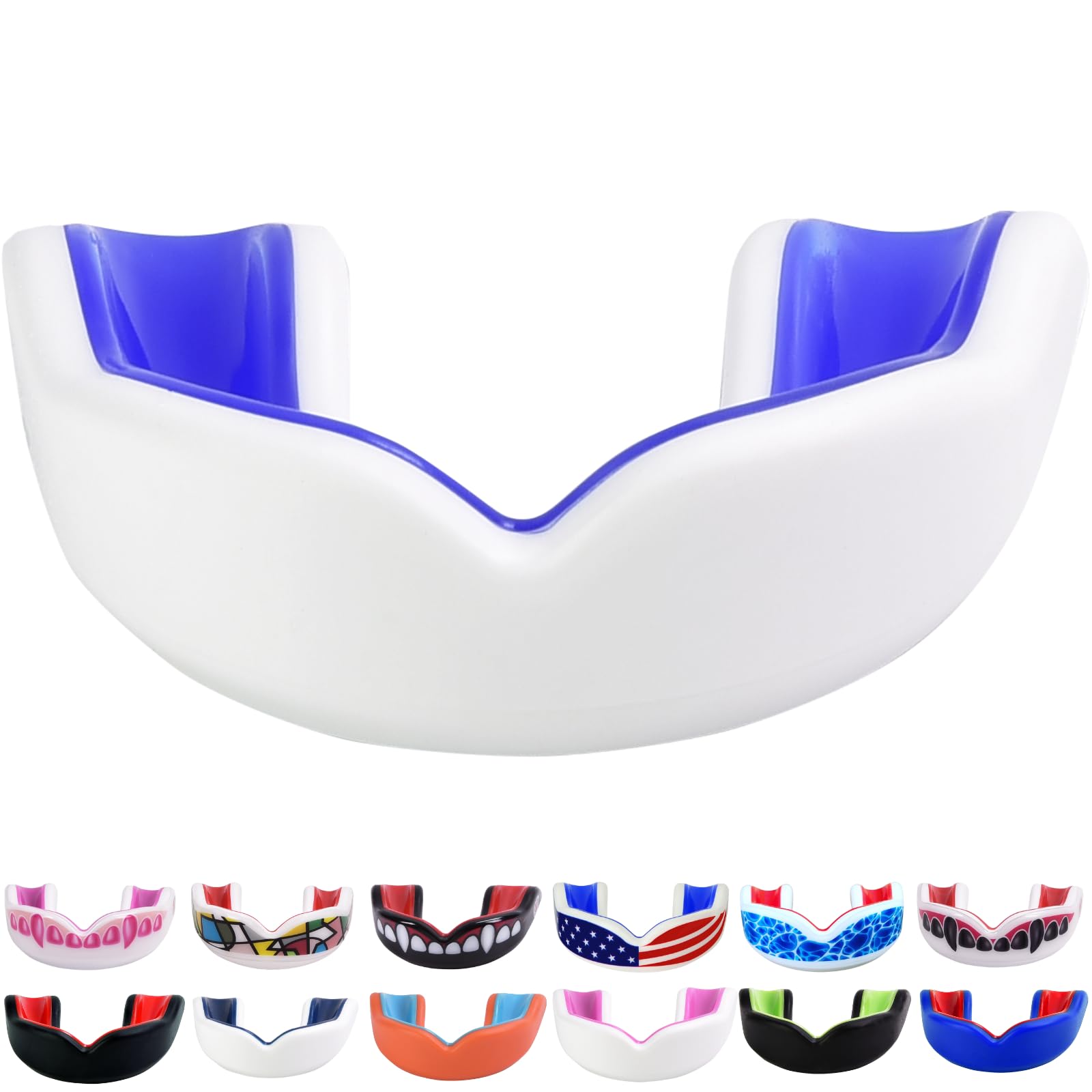 Oral Mart White/Blue Youth Gum Shield for Kids - Sports Mouth Guard for Karate, Boxing, Martial Arts, Football, MMA, Sparring, Hockey, Rugby, BJJ, Muay Thai,Soccer — image 1