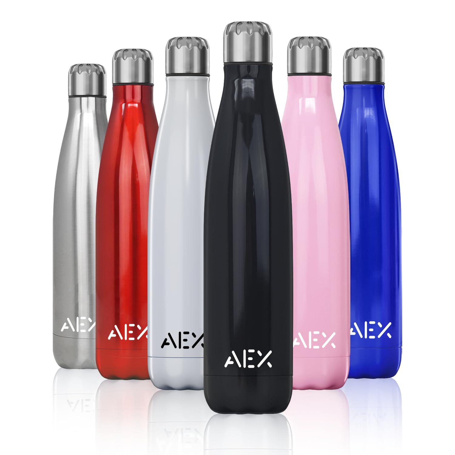 AEX Stainless Steel Water Bottle | Double Walled Vacuum Flask | Hot Office Drink | Cold Sports Drink | Reusable Water Bottle |1000ml Black Glossy Water Bottle