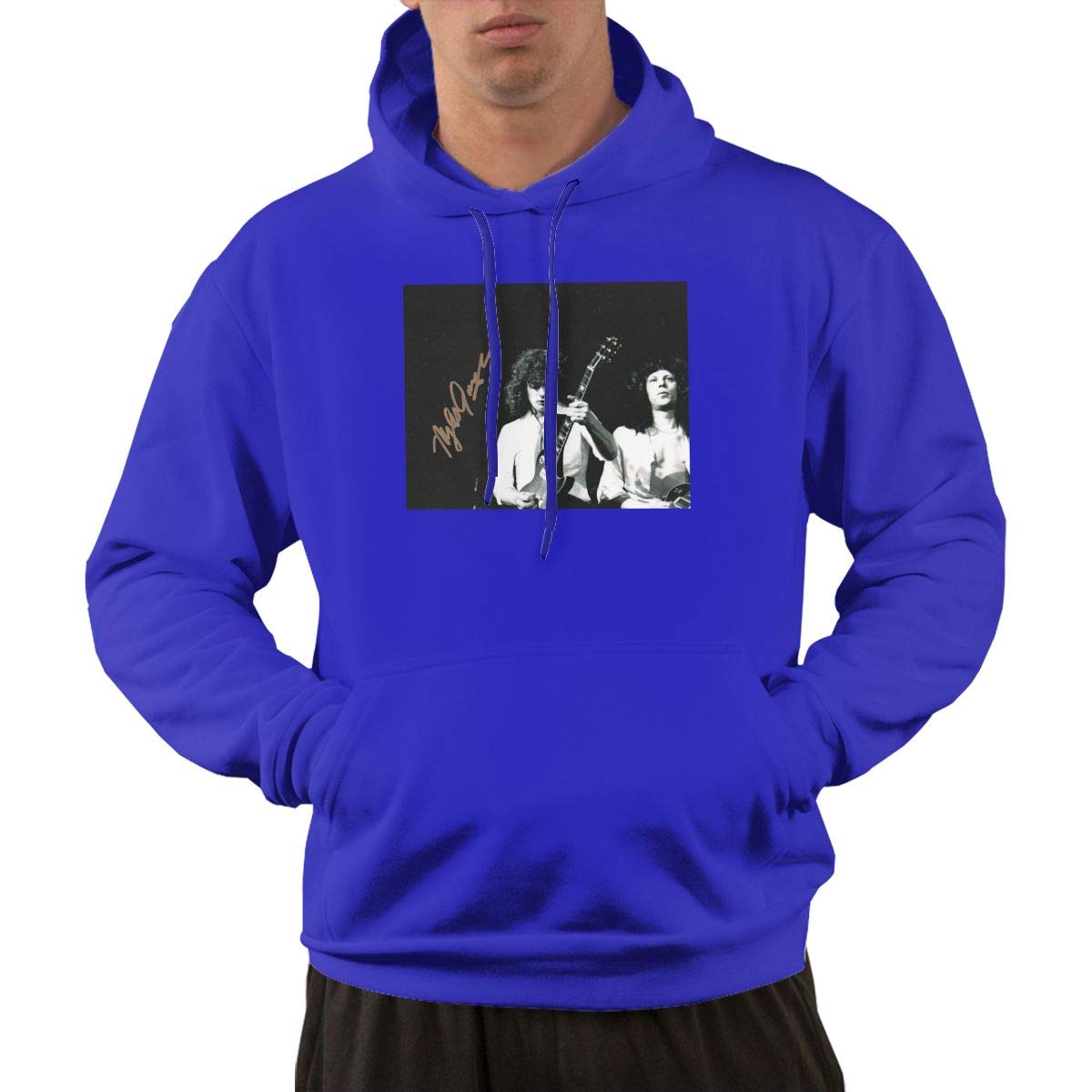 Erman S Pullover Comfortable Blue Print April Wine Cool Hooded Shirts With Pocket L