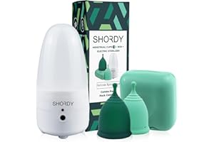 SHORDY Menstrual Cup and Steamer Sterilizer for Beginners Kit Set of 2 Period Cups (Small & Large) Electric Steam Sterilizer Cleaner for Easy Wash Heavy Flow Tampons Pads & Disc Alternative for Women