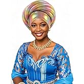 African Headscarf Auto Gele Big Braid Women'S Twisted Headscarf Elastic Soft Headdress Black History Month Headscar