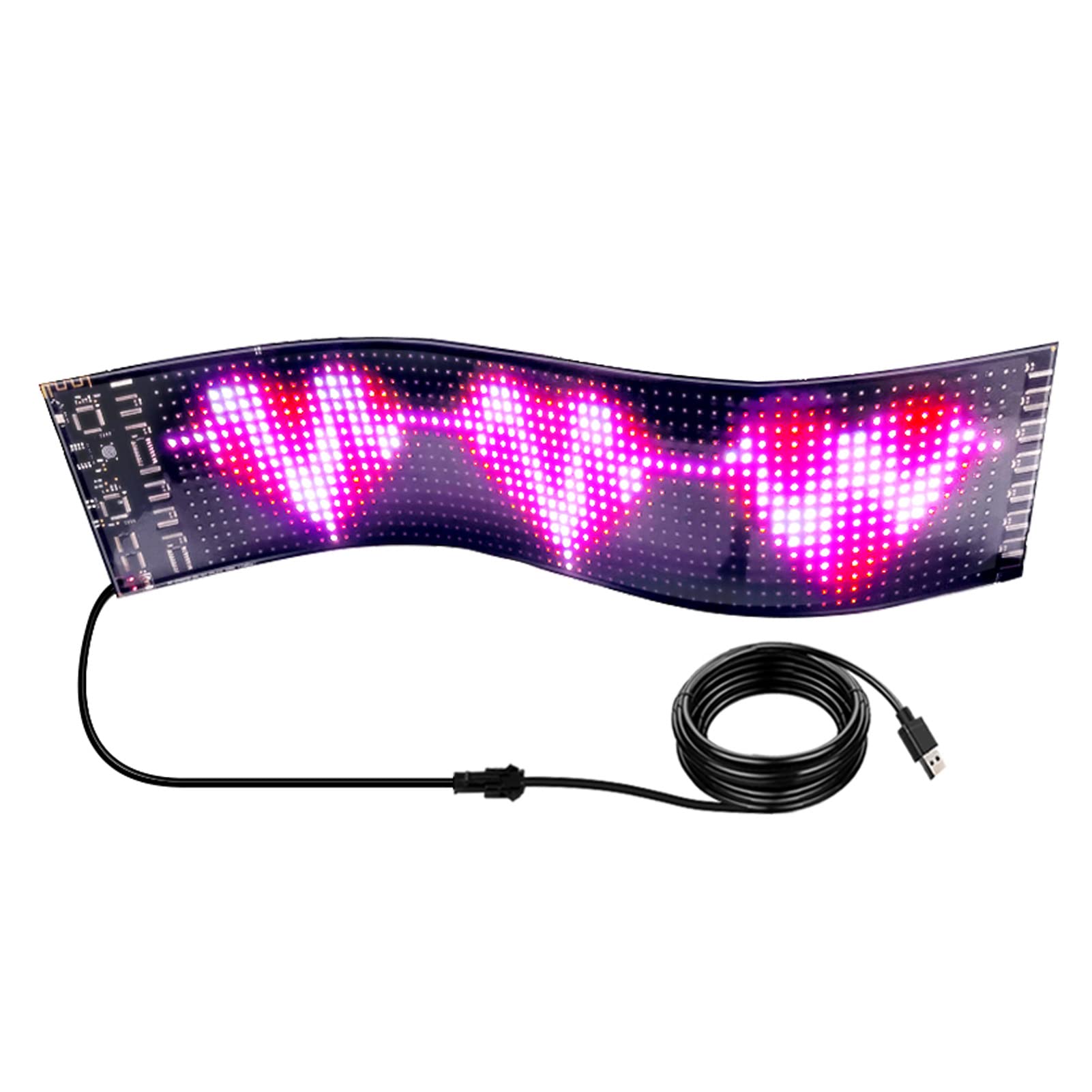 Scrolling Led Signs, App Control Programmable Custom Led Car Sign Board Ip67 Waterproof Rgb High Brightness Advertising Flexible Message Board Usb 5v for Business, 14.6x3.3 Inch