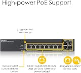 Zyxel 8 Port PoE Switch Smart Managed 130W 8x GbE PoE+ 2x SFP Nebula view 2