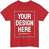 Custom T-Shirt Print with Text, Image or Logo - Personalized Printed Cotton Tees - Design Your Own Shirt for Men and Women