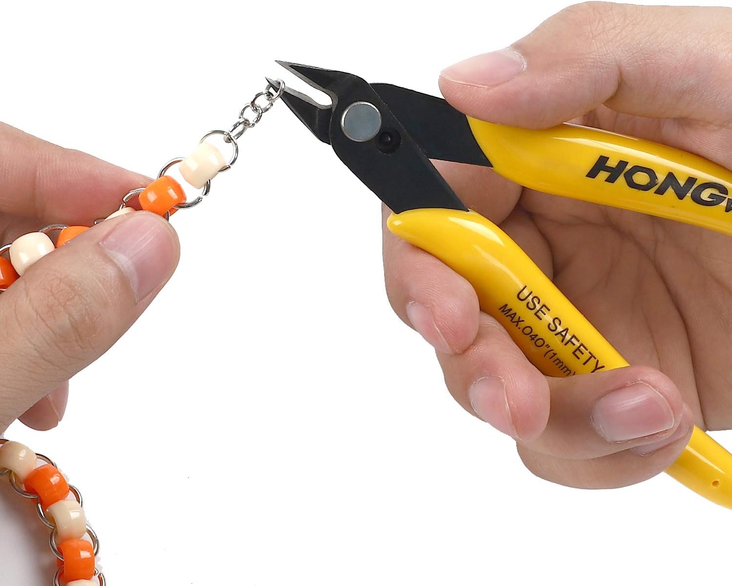 HongWay 1 Pack 170 Micro Wire Cutter, Shear Cutter, Small Side Cutting Clippers with Internal Spring, for Electronics, Heating Wire, Model Sprue, Soft Copper Wire, 5 in, Yellow - - 