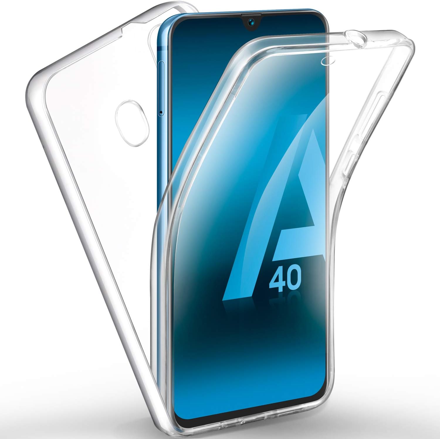 AROYI Samsung Galaxy A40 Case 360 Degree Protection Phone Case, Silicone Clear Cover [2 in 1 Hard PC Back + Soft TPU Front] Case for Samsung Galaxy A40