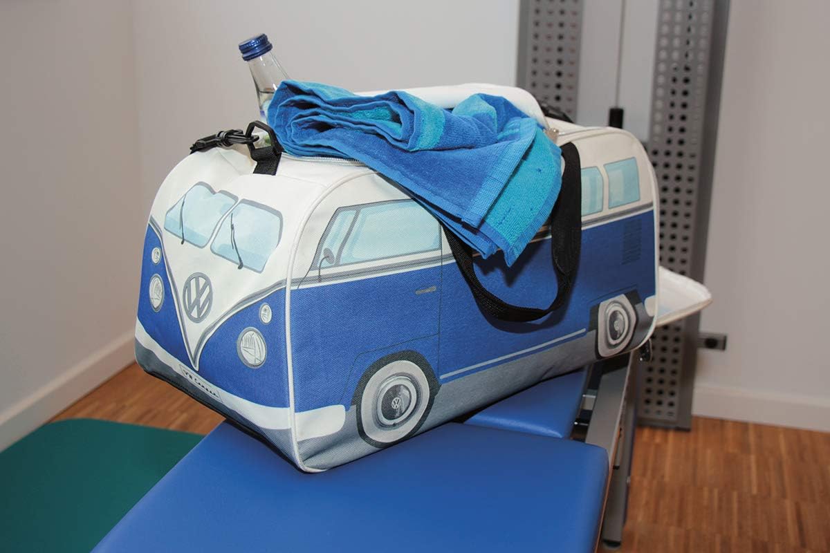 BRISA VW Collection - Volkswagen Retro Sport Shoulder Fitness Bag Duffel in T1 Bus Campervan Shape (Small/Classic Bus/Blue & Beige) - Image 3