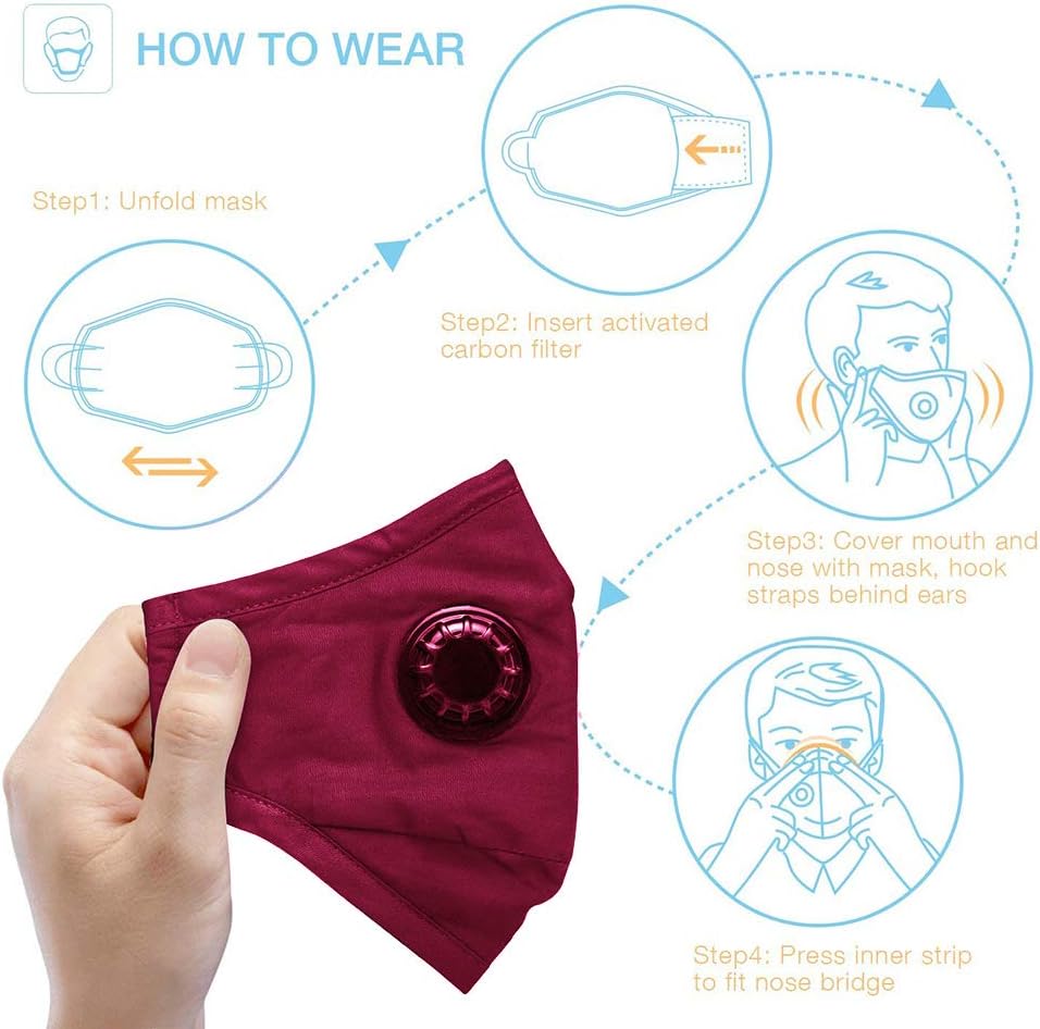 Mouth Mask Reusable PM2.5 Dust Mask Washable Protective Mask Fine Dust Mouth Guard Mask for Cycling Motorcycle Bicycle Exhaust Gas Germs Smoke Allergies of Outdoor Activities