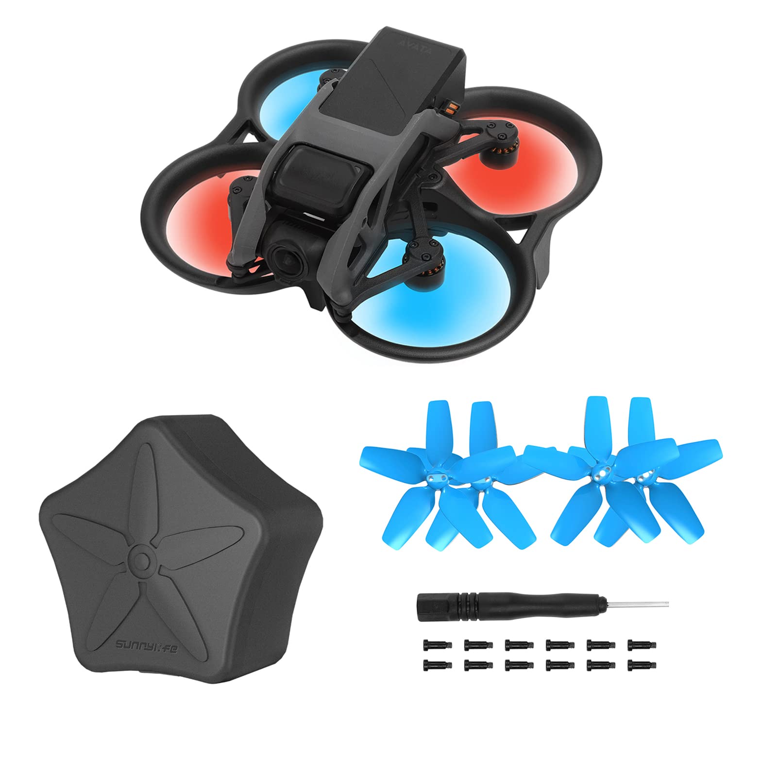 ZJRXM Avata FPV Drone Propeller Accessories Protective Box + 4 Pieces Silent Flight Propeller Kit for DJI Avata FPV Drone Accessories (Blue)