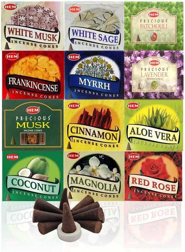 Hem 12 Assorted Boxes of Incense Cones, 12 X 10 (120 total