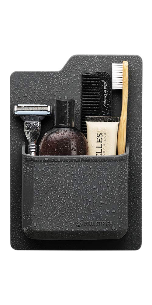 TOOLETRIES - The James Organiser - Silicone Toiletry Holder, Shower & Bathroom Accessory - Features Silicone-Grip Technology, Removable & Reusable - Charcoal