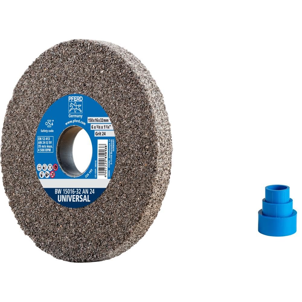 Pferd Abrasive Disc 150 x 16 x 32 mm – with Integrated Reducer Sleeves (25/20/16mm), BW 15016-32 an 24 Universal