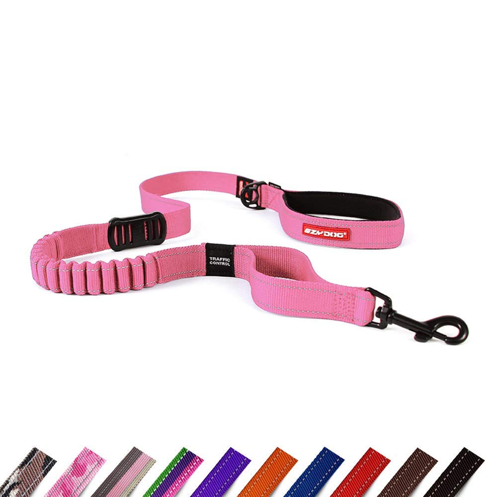 EZYDOG Zero Shock Dog Lead | Zero Shock Technology, Shock-Absorbing, Leads For Small,Medium, Large Dogs, Soft Padded Handle, Traffic Control, 1.2m (Pink)