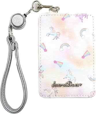 Amazon リール付きパスケース パスケース 女の子 ユニコーン ゆめかわいい ガールズ レディース ゆめかわ ホワイト Secret Door シークレットドア 定期入れ