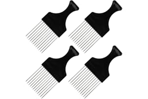 4 Pack Afro Pick Combs for Natural Hair - SourceTon Metal Wide Tooth Comb for Detangling Curly, Braids, Thick Hair