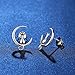 anewish Cute Cat and Moon 925 Sterling Silver Stud Earrings