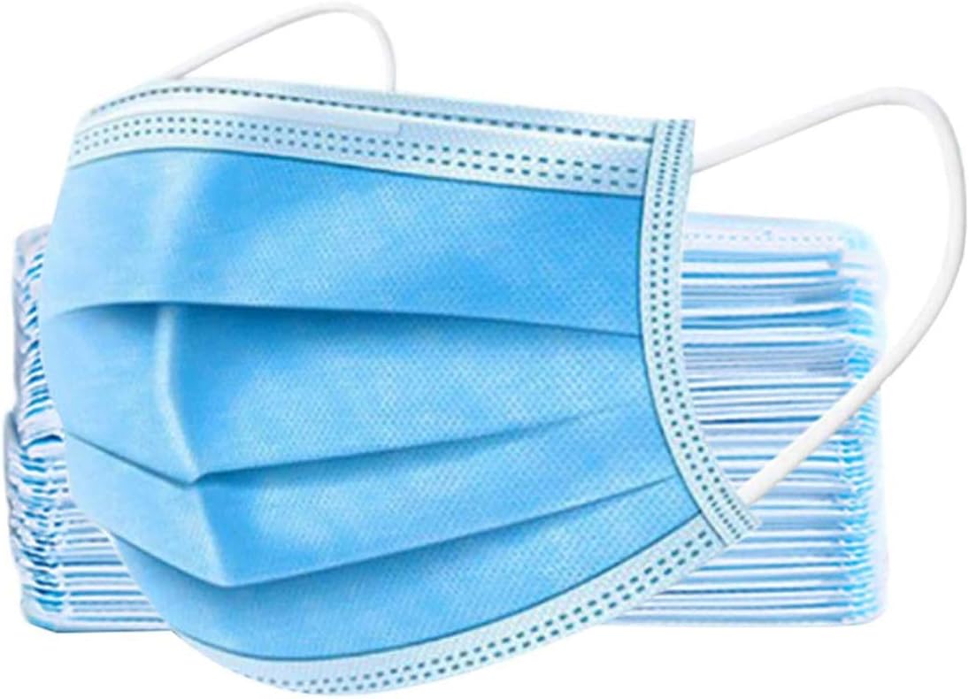 sanrense 50PCS Disposable Earloop Face Masks,3 Ply Facial Dustproof Protective Safety Mask with Elastic Ear Loop