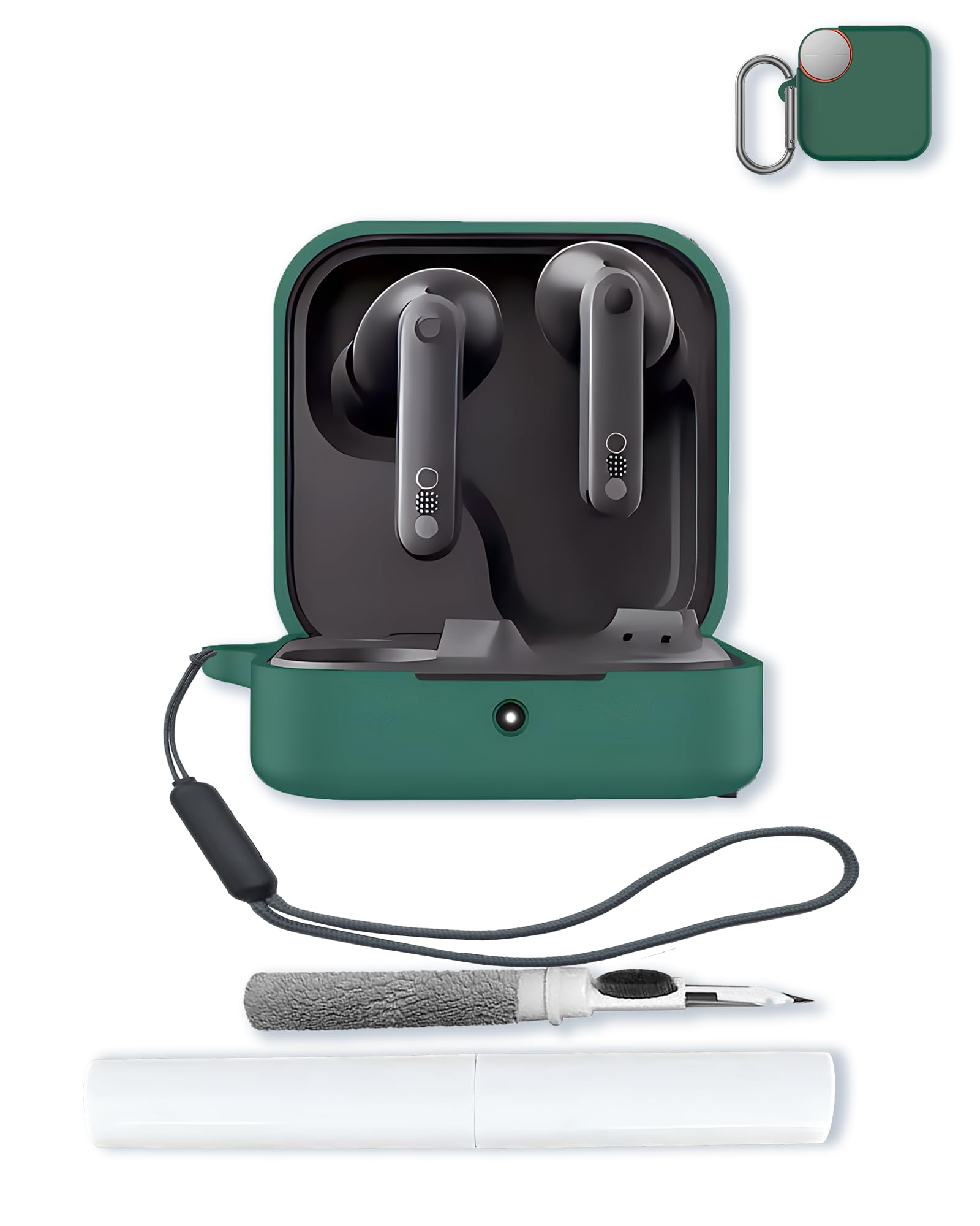 Photo 1 of generic Silicone Case Compatible with CMF by Nothing Buds Pro2 with Keychain,Cleaning Kit and Lanyard, Soft Protective Shockproof Cover Wireless Earbuds CMF by Nothing Buds Pro 2 2024-Green