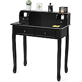 Giantex Writing Desk with 4 Drawers, Removable Floating Organizer 2-Tier Mission Home Computer Vanity Desk for Apartment Smal