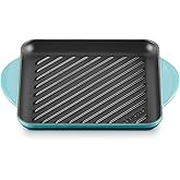 Le Creuset Enameled Cast Iron Square Grill, 9.5", Caribbean