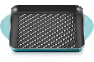 Le Creuset Enameled Cast Iron Square Grill, 9.5", Caribbean